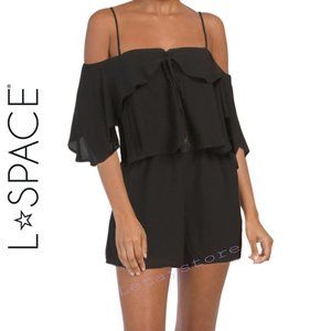 NWT L Space Cold Shoulder Ruffle Trim Beach Cover-Up Romper